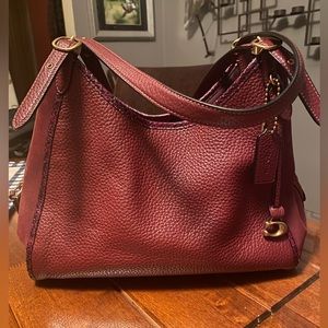 Authentic Coach Lori Bag Maroon Leather/suede with snake pattern trim
